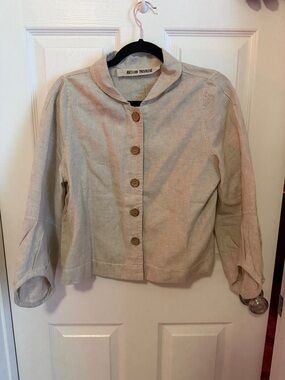 Artisan Privilege Vanessa Neutral Button-Up Jacket Flax Medium NWOT
